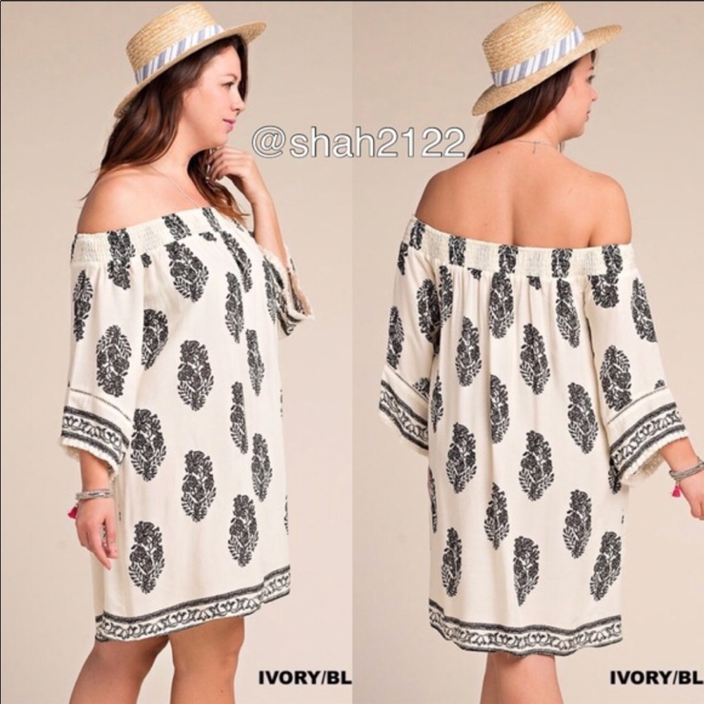Plus size dress shift on off the shoulders - Picture 2 of 3